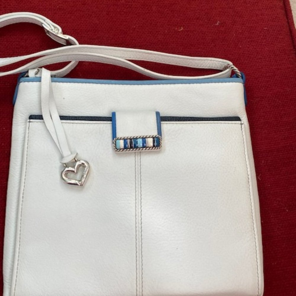 Brighton Leather Medium Crossbody w/Blue Trim